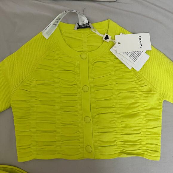 Twinset Kids' Shirred Cardigan In Yellow Neon Size 14 Brand‎ New - Picture 13 of 13
